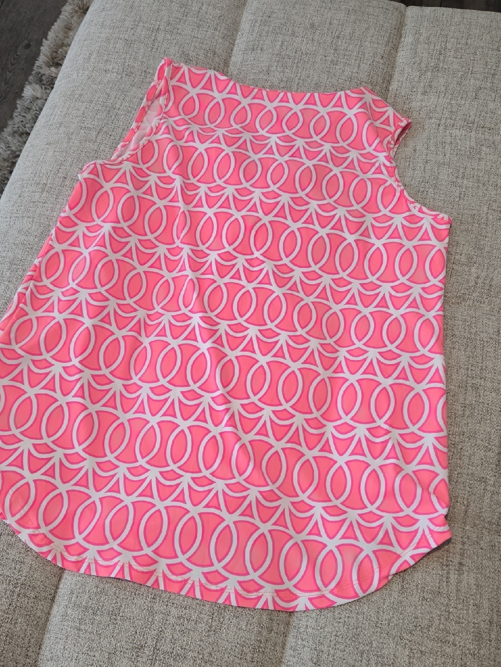 NWT Lulu-B Pink & White Sleeveless Geometric Top - Picture 6 of 8